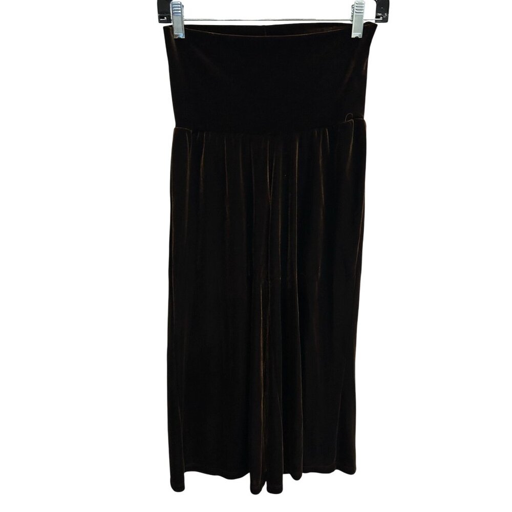 Ninety Pants Brown Velvet Palazzo Size Small Wide Leg Stretch High Rise Boho
